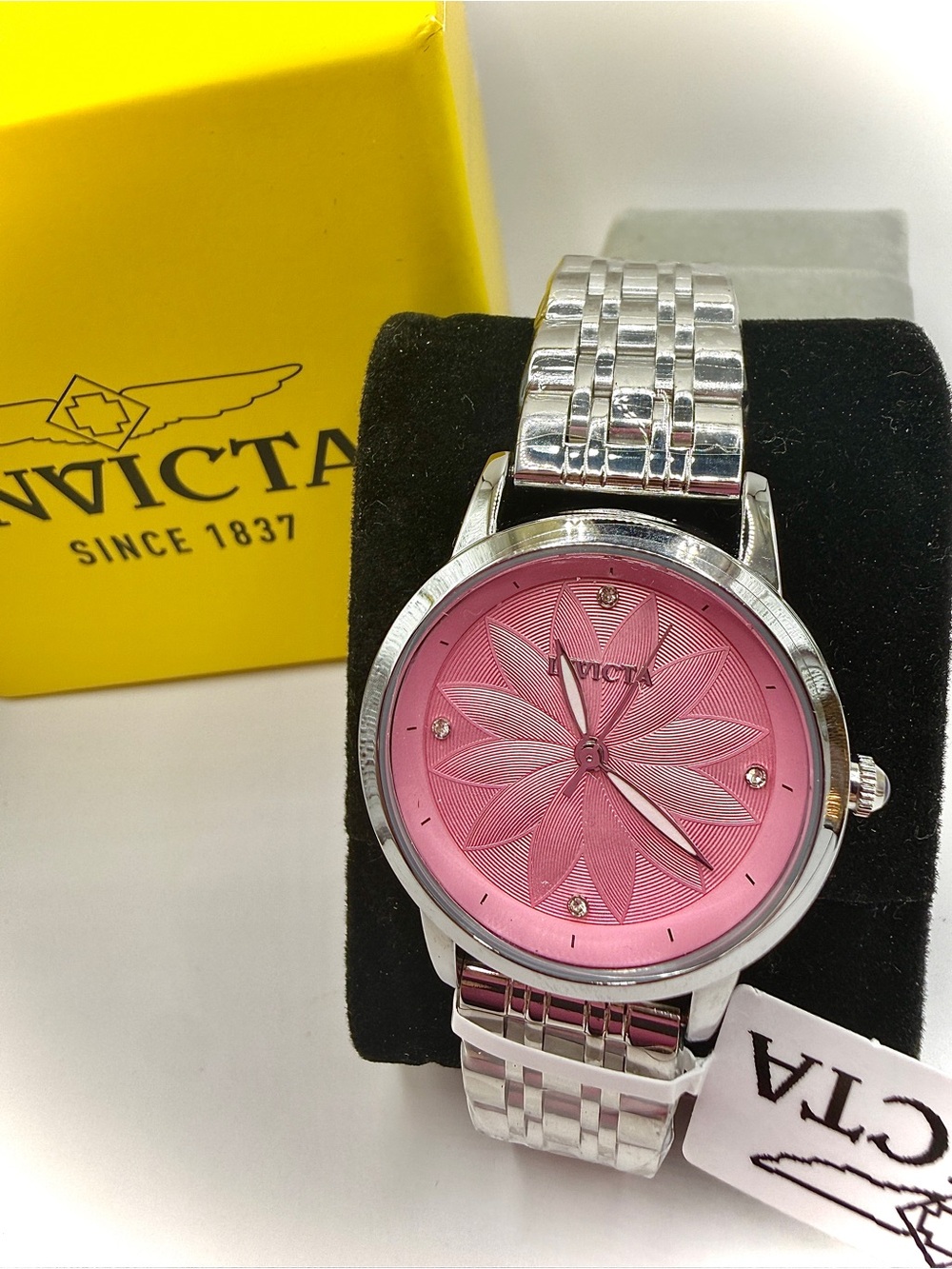 Invicta NEW Pink Dial Silver Bracelet Watch 32mm